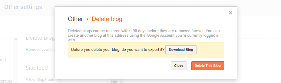 blogger blog delete